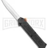AKC F-16 Black D/A OTF Automatic Knife + Orange Button - Dagger Satin Plain -Grindworx Shop AKC F 16 DA Dagger OTF Auto Black Orange Button Satin BHQ 98892 jr large