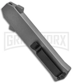 AKC F-16 Gray D/A OTF Automatic Knife - Dagger Satin Plain 2 AKC F-16 Gray D/A OTF Automatic Knife - Dagger Satin Plain -Grindworx Shop AKC F 16 DA Dagger OTF Auto Gray Satin BHQ 92691 jr side large