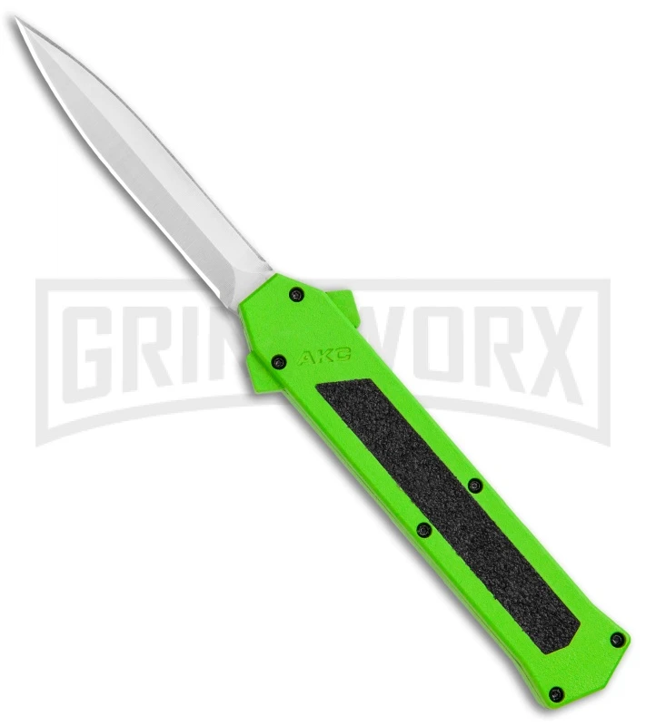 AKC F-16 Neon Green D/A OTF Automatic Knife - Dagger Satin Plain AKC F-16 Neon Green D/A OTF Automatic Knife - Dagger Satin Plain -Grindworx Shop AKC F 16 DA Dagger OTF Auto Neon Green Satin BHQ 113380 jr large
