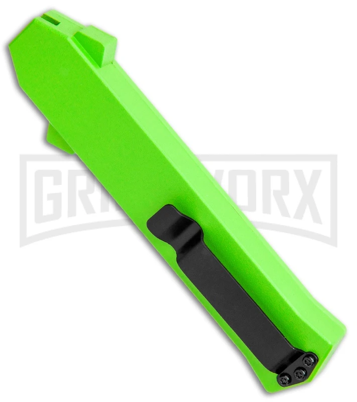 AKC F-16 Neon Green D/A OTF Automatic Knife - Dagger Satin Plain AKC F-16 Neon Green D/A OTF Automatic Knife - Dagger Satin Plain -Grindworx Shop AKC F 16 DA Dagger OTF Auto Neon Green Satin BHQ 113380 jr side large