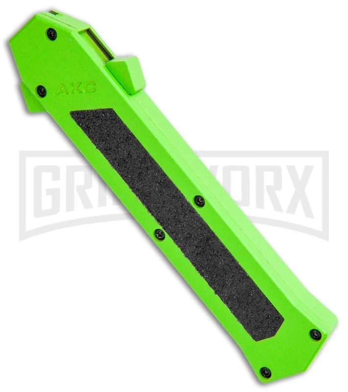 AKC F-16 Neon Green D/A OTF Automatic Knife - Dagger Satin Plain AKC F-16 Neon Green D/A OTF Automatic Knife - Dagger Satin Plain -Grindworx Shop AKC F 16 DA Dagger OTF Auto Neon Green Satin BHQ 113380 jr spine large