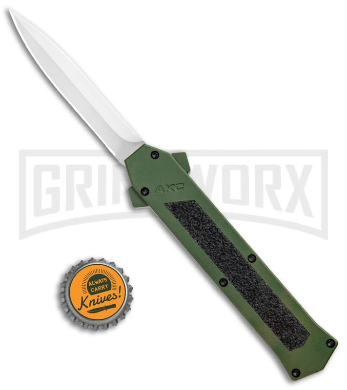 AKC F-16 OD Green D/A OTF Automatic Knife - Dagger Satin Plain AKC F-16 OD Green D/A OTF Automatic Knife - Dagger Satin Plain -Grindworx Shop AKC F 16 DA Dagger OTF Auto OD Green Satin BHQ 95347 jr bottlecap large