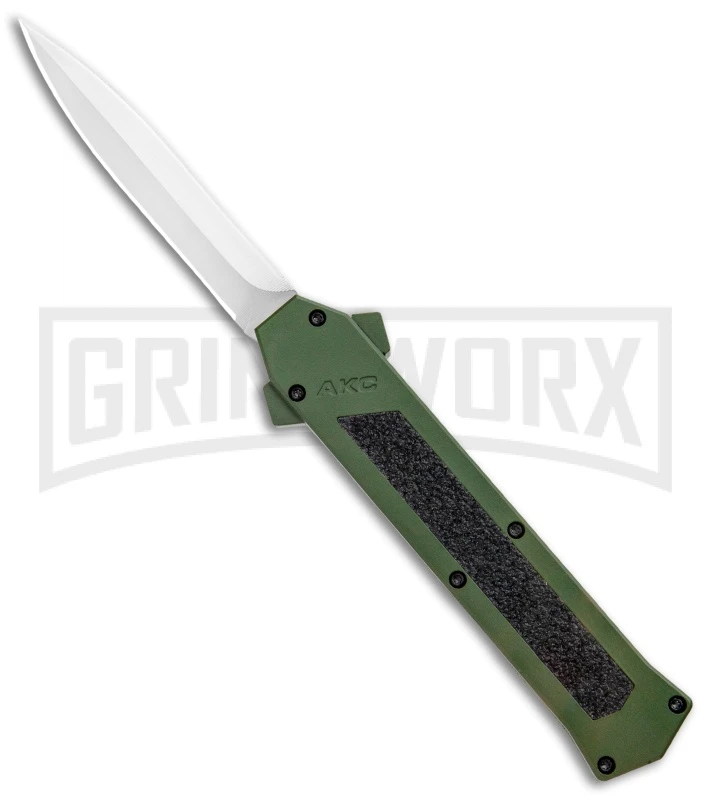AKC F-16 OD Green D/A OTF Automatic Knife - Dagger Satin Plain AKC F-16 OD Green D/A OTF Automatic Knife - Dagger Satin Plain -Grindworx Shop AKC F 16 DA Dagger OTF Auto OD Green Satin BHQ 95347 jr large