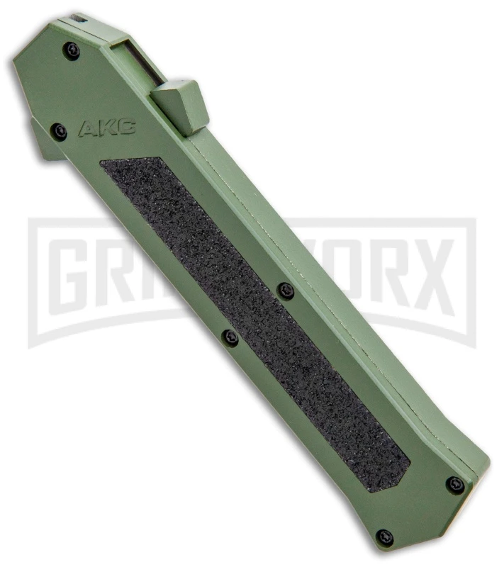 AKC F-16 OD Green D/A OTF Automatic Knife - Dagger Satin Plain AKC F-16 OD Green D/A OTF Automatic Knife - Dagger Satin Plain -Grindworx Shop AKC F 16 DA Dagger OTF Auto OD Green Satin BHQ 95347 jr spine large