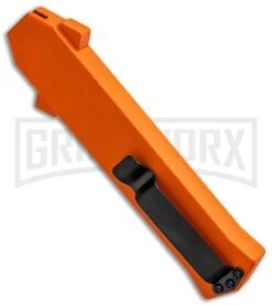 AKC F-16 Orange D/A OTF Automatic Knife - Dagger Satin Plain -Grindworx Shop AKC F 16 DA Dagger OTF Auto Orange Satin BHQ 91966 jr side large