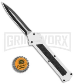 AKC F-16 White D/A OTF Automatic Knife - Dagger Two Tone Plain 3 AKC F-16 White D/A OTF Automatic Knife - Dagger Two Tone Plain -Grindworx Shop AKC F 16 DA Dagger OTF Auto White TT BHQ 114659 jr bottlecap large