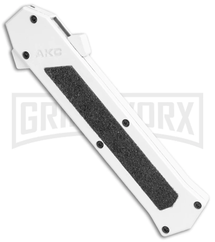 AKC F-16 White D/A OTF Automatic Knife - Dagger Two Tone Plain AKC F-16 White D/A OTF Automatic Knife - Dagger Two Tone Plain -Grindworx Shop AKC F 16 DA Dagger OTF Auto White TT BHQ 114659 jr spine large