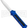 AKC F-16 Blue D/A OTF Automatic Knife - Dagger Satin Plain -Grindworx Shop AKC F 16 DA Dagger OTF Blue Satin BHQ 93753 jr large