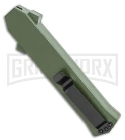 AKC F-16 OD Green D/A OTF Automatic Knife - Bayo Two TonePlain -Grindworx Shop AKC F 16 OD Green D A OTF Automatic Knife Bayo Two TonePlain GX 35588 LS Side large