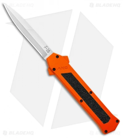 AKC F-16 D/A Bayonet OTF Automatic Knife Orange (3.3" Satin) AKC F-16 D/A Bayonet OTF Automatic Knife Orange (3.3" Satin) -Grindworx Shop AKC F 16 Orange DA OTF Auto Bayo Satin GX 37616 jr