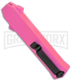 AKC F-16 Pink D/A OTF Automatic Knife - Bayonet Satin Plain -Grindworx Shop AKC F 16 Pink DA OTF Auto Bayo Satin GX 37618 jr side large