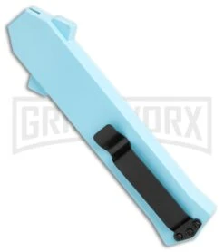 AKC F-16 Teal D/A OTF Automatic Knife - Bayonet Two Tone Plain -Grindworx Shop AKC F 16 Teal DA OTF Auto Bayo TT Plain GX 35011 jr side large