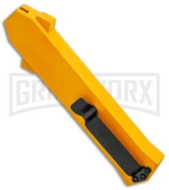 AKC F-16 Yellow D/A OTF Automatic Knife - Bayonet Satin Plain 2 AKC F-16 Yellow D/A OTF Automatic Knife - Bayonet Satin Plain -Grindworx Shop AKC F 16 Yellow DA OTF Auto Bayo Satin GX 37617 jr side large