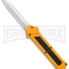 AKC F-16 Yellow D/A OTF Automatic Knife - Dagger Satin Plain -Grindworx Shop AKC F 16 Yellow DA OTF Auto Dagger Satin GX 37626 jr large