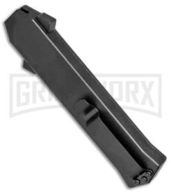 AKC F-16 Zebra D/A OTF Automatic Knife - Bayo Satin Plain -Grindworx Shop AKC F 16 Zebra DA OTF Auto Bayo Satin Plain BP 25401 jr side large