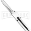 AKC F-20 White D/A OTF Automatic Knife - Spear Point Satin Plain -Grindworx Shop AKC F 20 D A Spear Point OTF AK White Aluminium 3in Satin BHQ 158200 td large