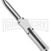 AKC F-20 White Aluminum D/A Drop Point OTF Automatic Knife - Two Tone Plain -Grindworx Shop AKC F 20 DA DP OTF Auto White Aluminum TT BHQ 179282 jr large