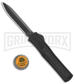 AKC F-20 Black D/A OTF Automatic Knife - Spear Point Black Plain -Grindworx Shop AKC F 20 DA Dagger OTF Auto Black Black BHQ 140839 jr bottlecap large