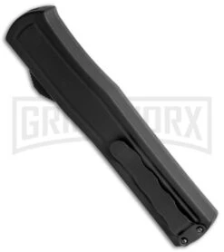 AKC F-20 Black D/A OTF Automatic Knife - Spear Point Black Plain -Grindworx Shop AKC F 20 DA Dagger OTF Auto Black Black BHQ 140839 jr side large