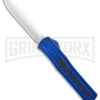 AKC F-20 Blue D/A OTF Automatic Knife - Spear Point Satin Plain -Grindworx Shop AKC F 20 DA Dagger OTF Auto Blue Satin BHQ 140833 jr large