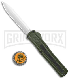 AKC F-20 OD Green D/A OTF Automatic Knife - Satin Plain -Grindworx Shop AKC F 20 DA Dagger OTF Auto OD Green Satin BHQ 140493 jr bottlecap large