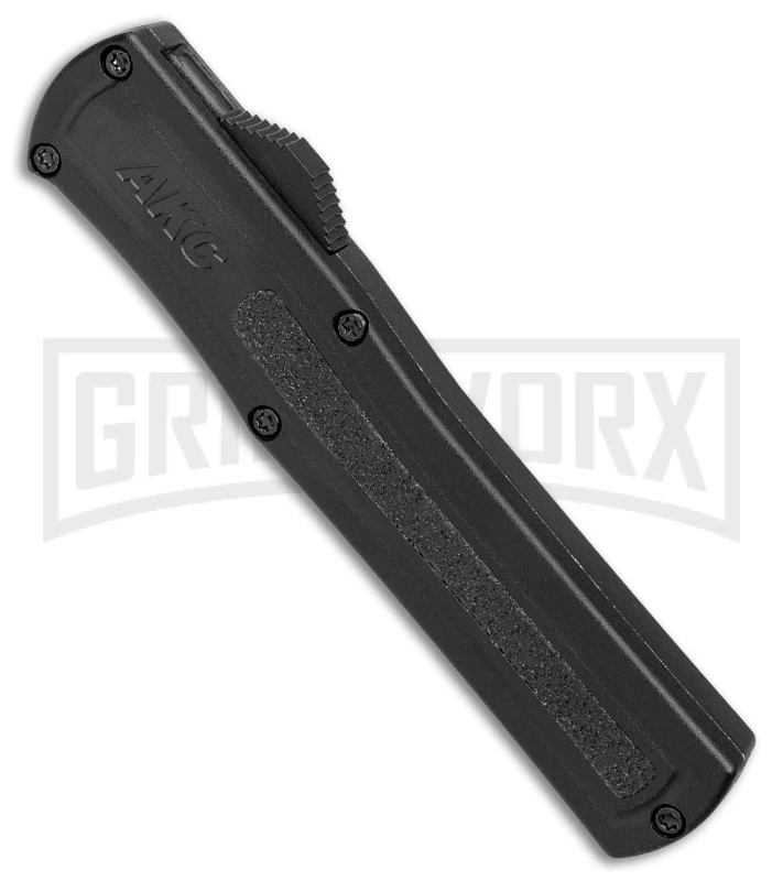 AKC F-20 D/A Black Aluminum OTF Automatic Knife - Two Tone Plain AKC F-20 D/A Black Aluminum OTF Automatic Knife - Two Tone Plain -Grindworx Shop AKC F 20 DA OTF Auto Black Aluminum TT BHQ 178591 jr spine large