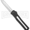 AKC F-20 Black W/ White Inlay D/A OTF Automatic Knife - Satin Plain -Grindworx Shop AKC F 20 DA SP OTF Auto Black White Inlay Satin BHQ 152917 jr large
