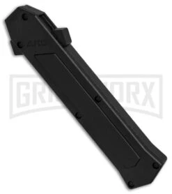 AKC F-16 Black Inlay D/A OTF Automatic Knife - Bayo Satin Plain -Grindworx Shop AKC F16 DA Bayonet Black Inlay satin BHQ 79503 er spine large