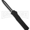 AKC F-20 D/A Dagger Black Aluminum OTF Automatic Knife - Two Tone Plain -Grindworx Shop AKC F20 DA Dagger OTF AK Black Alum 3in Two Tone BHQ 178763 td large