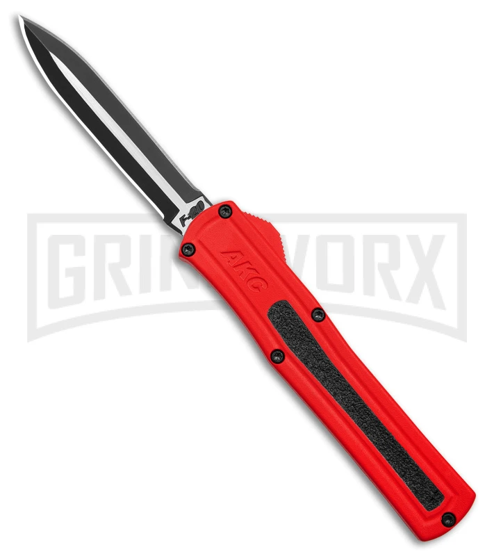 AKC F-20 D/A Dagger Dark Red Aluminum OTF Automatic Knife - Two Tone Plain AKC F-20 D/A Dagger Dark Red Aluminum OTF Automatic Knife - Two Tone Plain -Grindworx Shop AKC F20 DA Dagger OTF AK Red Alum 3in Two Tone BHQ 178590 td large
