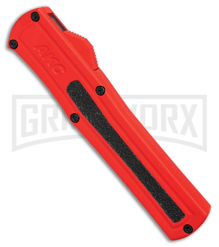 AKC F-20 D/A Dagger Dark Red Aluminum OTF Automatic Knife - Two Tone Plain AKC F-20 D/A Dagger Dark Red Aluminum OTF Automatic Knife - Two Tone Plain -Grindworx Shop AKC F20 DA Dagger OTF AK Red Alum 3in Two Tone BHQ 178590 td spine large