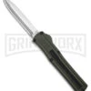 AKC F-20 D/A OTF OD Green Aluminum Automatic Knife - Satin Plain -Grindworx Shop AKC F20 DA OTF AK Dagger OD Green Alum 3in Satin BHQ 178613 td large