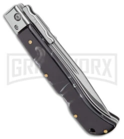 Italian Style 9" Roma Black Marbled Pearlex Auto Swinguard - Polished Plain -Grindworx Shop AKC Italian Style 9in Roma DP Auto Swinguard Black Marble Polished BHQ 175964 jr side large