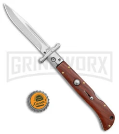 Italian Style 9" Roma Wood Automatic Swinguard - Polished Plain -Grindworx Shop AKC Italian Style 9in Roma DP Auto Swinguard Wood Polished BHQ 175961 jr bottlecap large