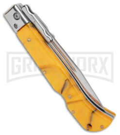 Italian Style 9" Roma Yellow Pearlex Automatic Swinguard - Polished Plain -Grindworx Shop AKC Italian Style 9in Roma DP Auto Swinguard Yellow Pearlex Polished BHQ 175957 jr side large