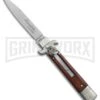 AKC 7.75" Bill DeShivs Leverletto Cocobolo Automatic Knife - Flat Grind -Grindworx Shop AKC Leverletto 7 75in cocobolo satin flat BHQ 75617 er large