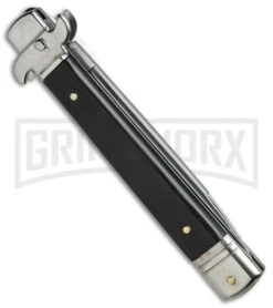 AKC Bill DeShivs 9" Leverletto Ebony Wood Automatic Knife - Flat Plain -Grindworx Shop AKC Leverletto 9in LL Ebony BHQ 67445 jr side large