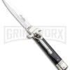 AKC 7.75" Leverletto Dark Horn Automatic Knife - Satin Bayonet -Grindworx Shop AKC Leverletto LL Auto Dark Horn Bayo GX 0299 jr large