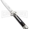 AKC 7.75" Leverletto Ebony Automatic Knife - Satin Bayonet 4 AKC 7.75" Leverletto Ebony Automatic Knife - Satin Bayonet -Grindworx Shop AKC Leverletto LL Auto Ebony Bayo BHQ 92878 jr large