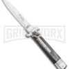 AKC 7.75" Leverletto Honey Horn Automatic Knife - Satin Bayonet -Grindworx Shop AKC Leverletto LL Auto Honey Horn Bayo BHQ 92872 jr large