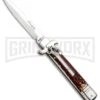 AKC 7.75" Leverletto Stag Automatic Knife - Satin Bayonet -Grindworx Shop AKC Leverletto Stag Auto Bayo GX 33460 jr large