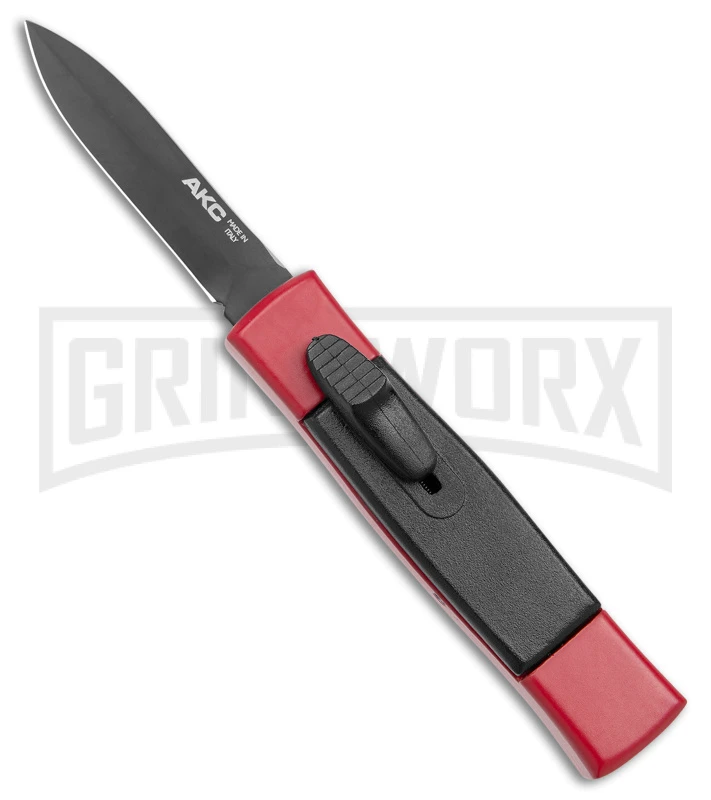 AKC Minion Concord Red/Black OTF Automatic Knife - Black Plain AKC Minion Concord Red/Black OTF Automatic Knife - Black Plain -Grindworx Shop AKC Minion Concord OTF Auto Red Black Black BHQ 24199 jr large