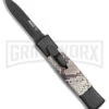 AKC Minion Concord Snake Skin OTF Automatic Knife - Dagger Black Plain -Grindworx Shop AKC Minion Concord OTF Auto Snake Skin Black Dagger BHQ 173568 jr large
