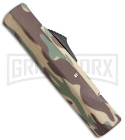 AKC Minion Concord Green Camo OTF Automatic Knife - Flat Gold Plain -Grindworx Shop AKC Minion Concord OTF Green Camo Gold BHQ 72048 jr side large