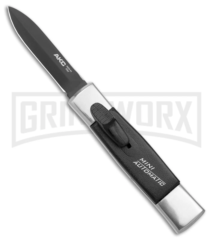 AKC Minion Concord Polish/Black OTF Automatic Knife - Black Dagger AKC Minion Concord Polish/Black OTF Automatic Knife - Black Dagger -Grindworx Shop AKC Minion Concord Polish Black OTF Auto Black Dagger GX 41032 jr large