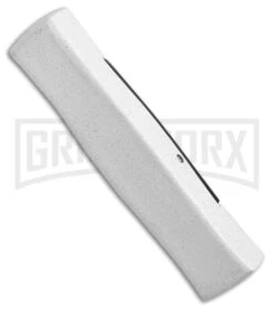 AKC Minion Concord White/Black OTF Automatic Knife - Flat Grind Black Plain -Grindworx Shop AKC Minion Concord White Black OTF Auto Flat Grind Black Plain GX 14514 jr side large