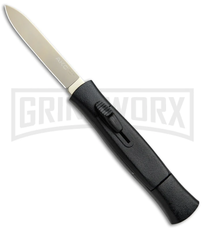AKC 077 Concord Black OTF Automatic Knife - Flat Gold Plain AKC 077 Concord Black OTF Automatic Knife - Flat Gold Plain -Grindworx Shop AKC OTF Black Concord 077 Gold Flat BHQ 52351 jr 1 large