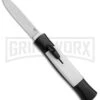 AKC 077 Concord Black/White OTF Automatic Knife - Flat Satin Plain -Grindworx Shop AKC OTF Concord 077 Black White Flat BHQ 52354 jr 1 large