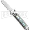 AKC 8" Shot Shell Puller Lever Lock Abalone Automatic Knife - Flat Plain -Grindworx Shop AKC Shot Puller 8in LL Italian Abalone BHQ 68879 jr large
