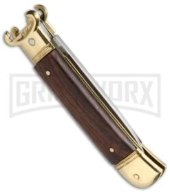 AKC 8" Shot Shell Puller Lever Lock Cocobolo W/ Brass Auto Knife - Flat Plain 2 AKC 8" Shot Shell Puller Lever Lock Cocobolo W/ Brass Auto Knife - Flat Plain -Grindworx Shop AKC Shot Puller 8in LL Italian Cocobolo Brass BP 19867 jr side large